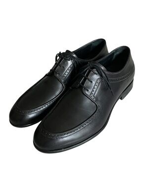 Harry’s Of London Black Leather Apron Toe Derby Dress Shoes 41.5 Luxury Italy
